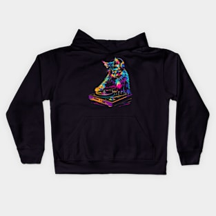 Cat DJ Spin Kids Hoodie